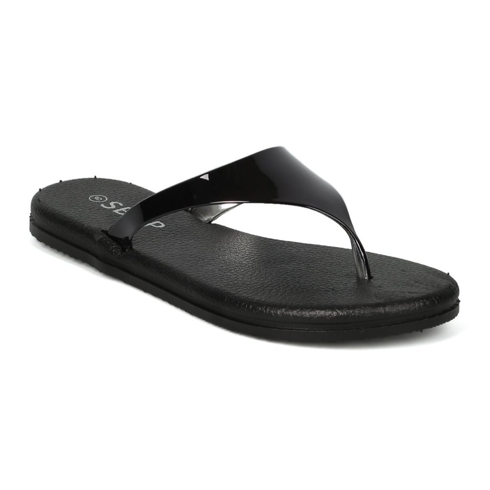 Alrisco Metallic Triangle Thong Flatform T-Strap Spring Summer Sandals - Picture 2 of 6